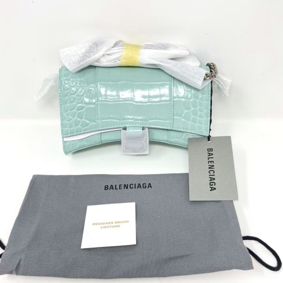 Brand new Balenciaga Wallet on Chain Croc Embossed Hourglass Shoulder Bag - Picture 1 of 7